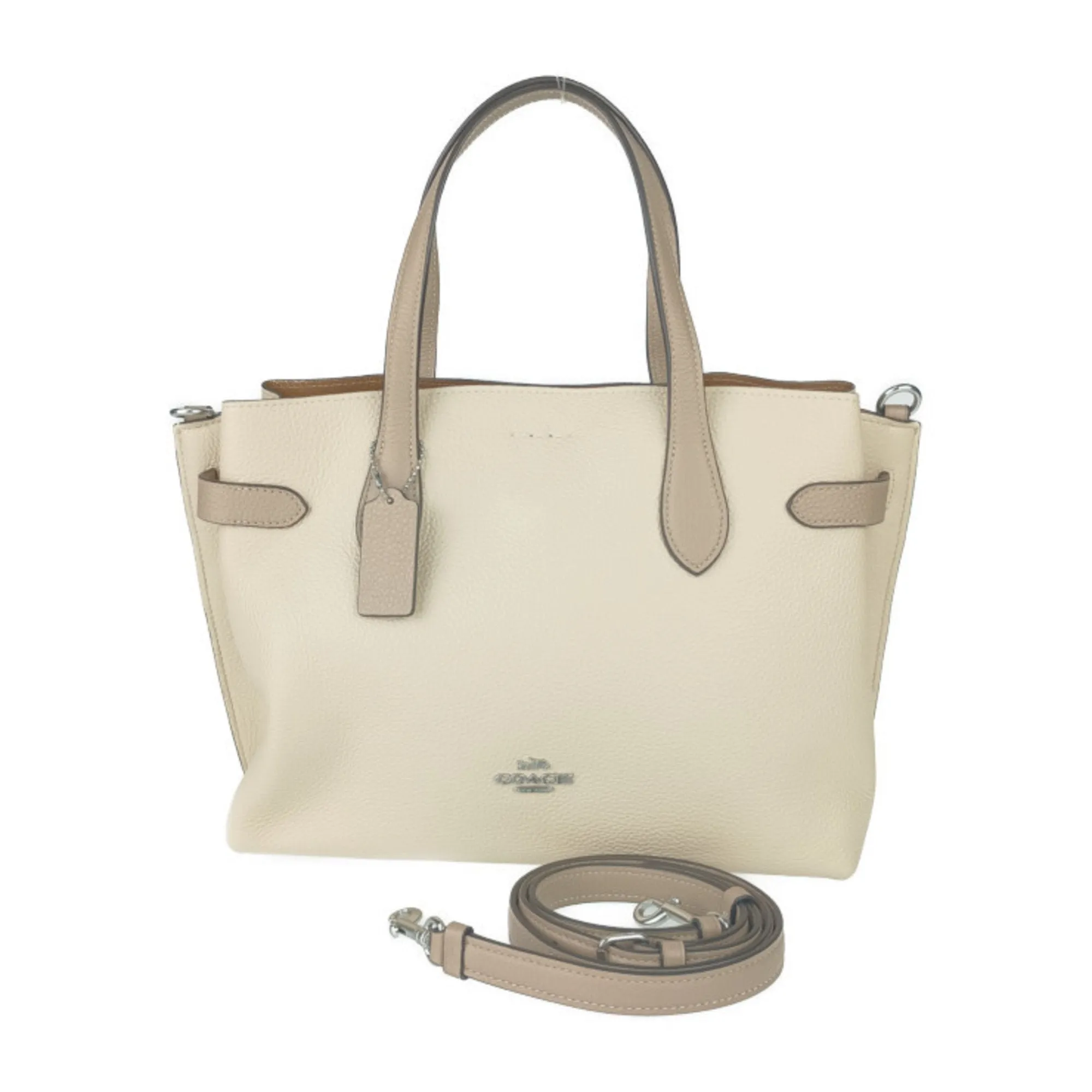 Coach ivory Leather Handbag Shoulder Bag Tote Bag (Pre-Owned)