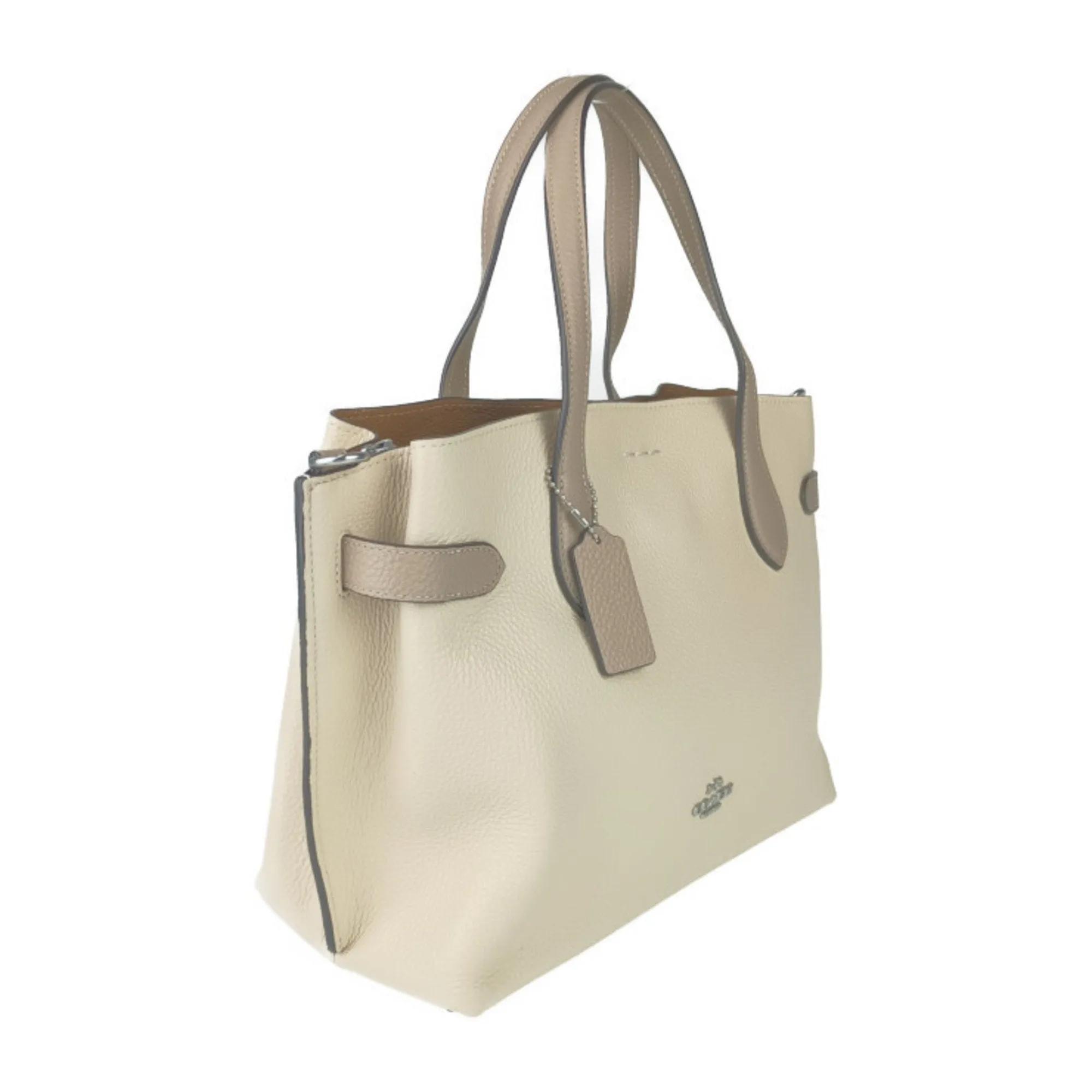Coach ivory Leather Handbag Shoulder Bag Tote Bag (Pre-Owned)