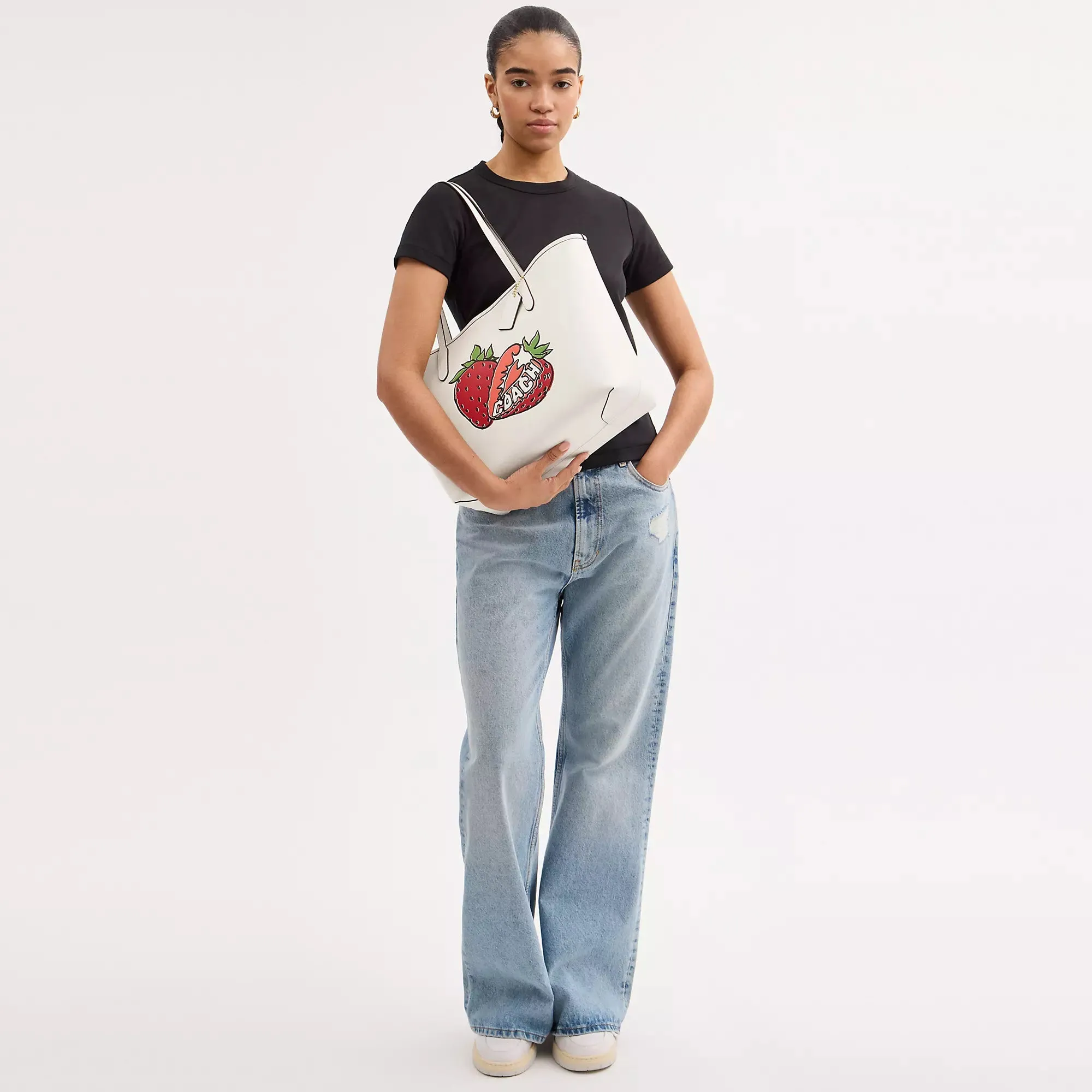 Coach Outlet City Tote Bag With Strawberry Graphic