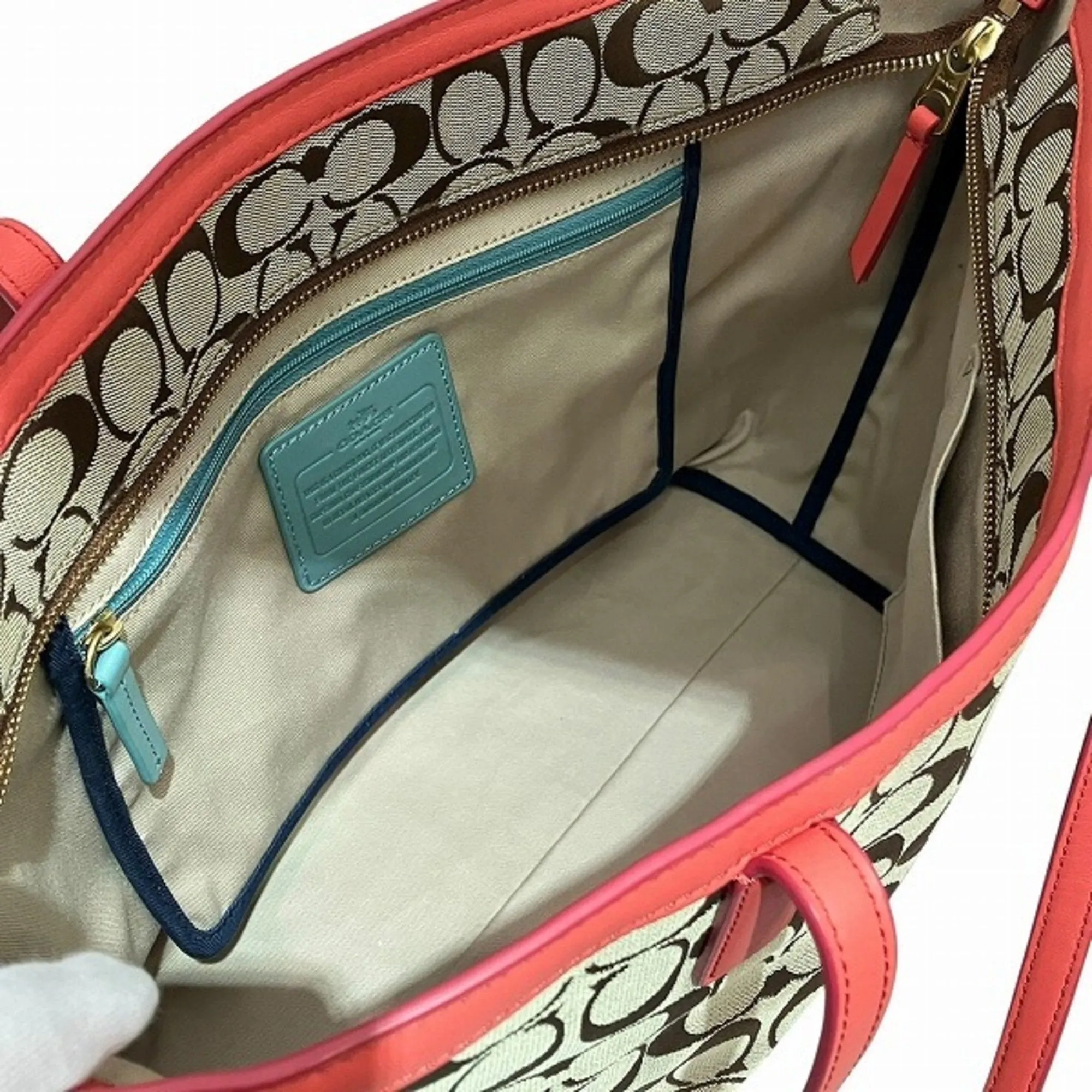Coach pink Canvas Leather Tote Bag (Pre-Owned)