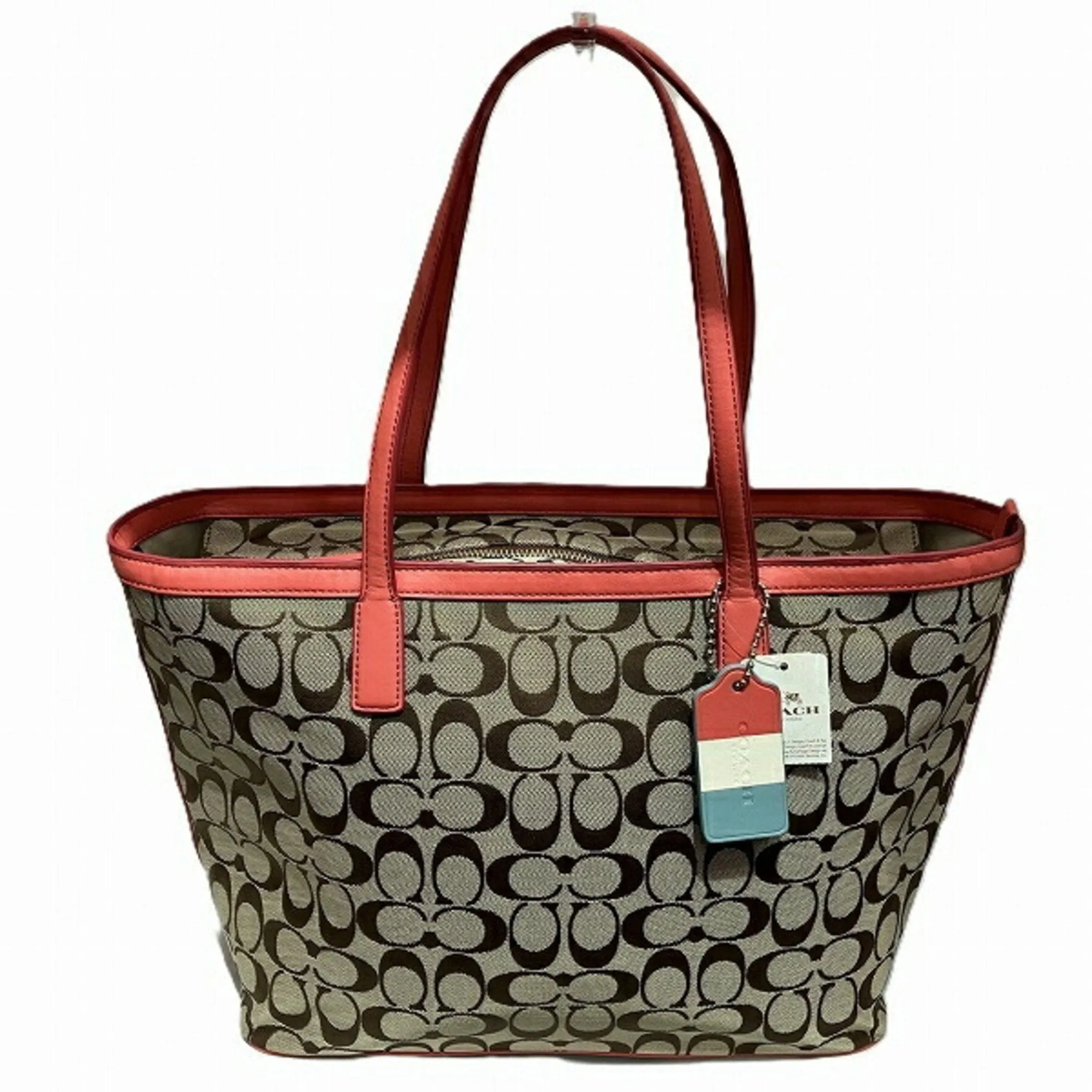 Coach pink Canvas Leather Tote Bag (Pre-Owned)