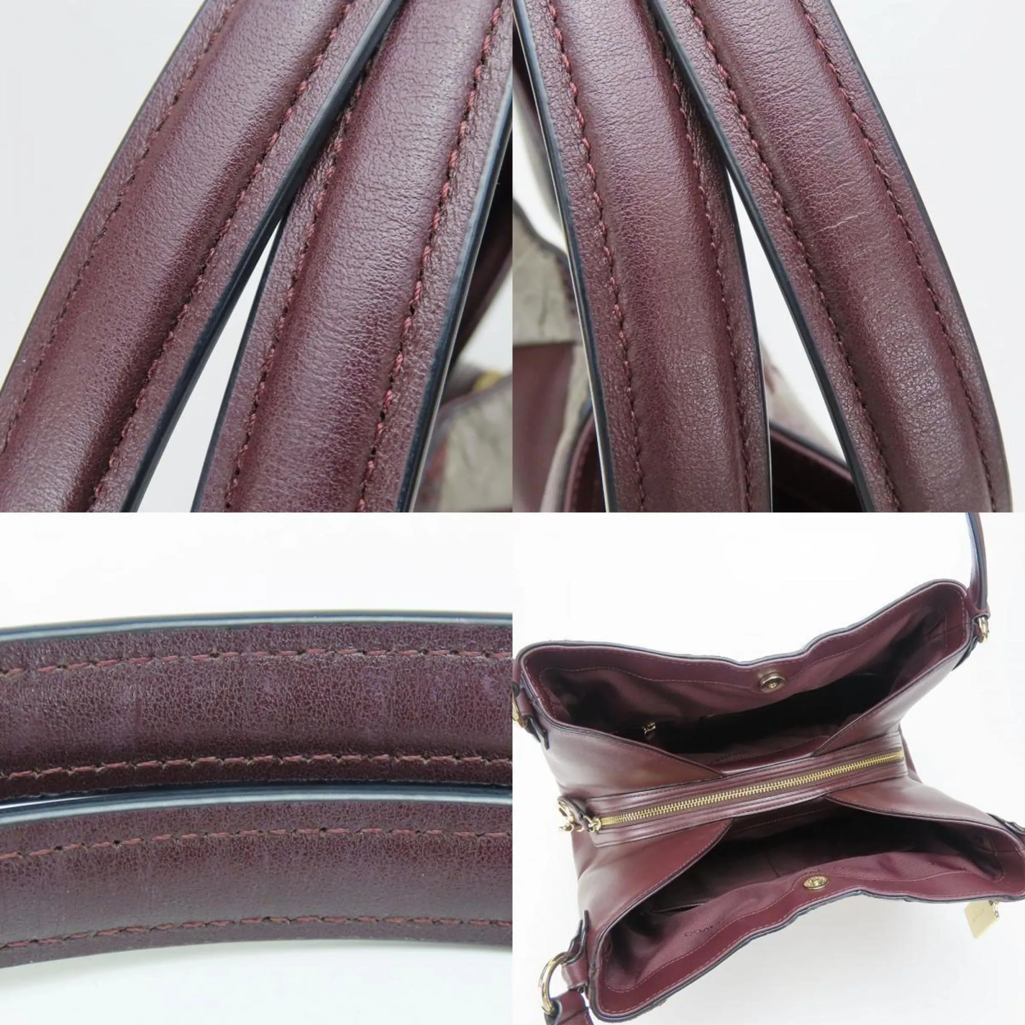 Coach pink Wine Leather Tote Bag (Pre-Owned)