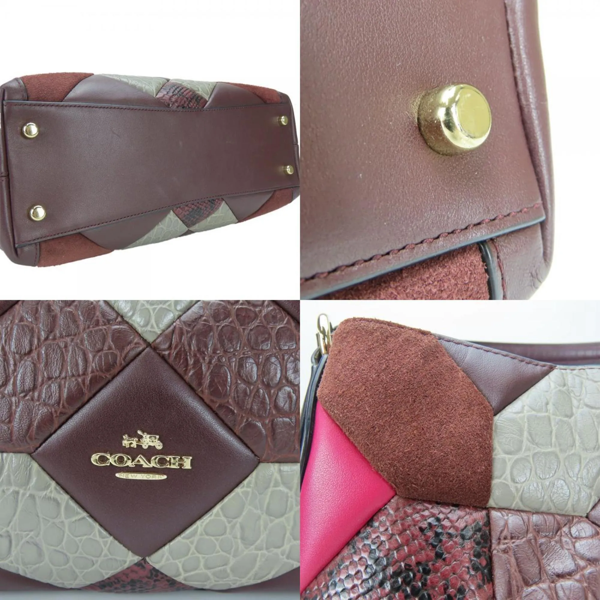 Coach pink Wine Leather Tote Bag (Pre-Owned)