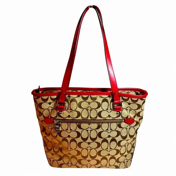 Coach Signature Canvas Leather Tote Bag