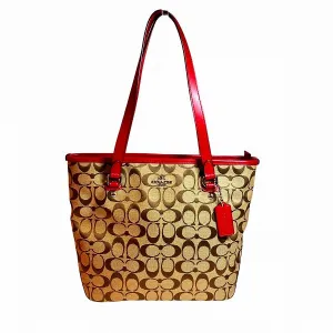 Coach Signature Canvas Leather Tote Bag