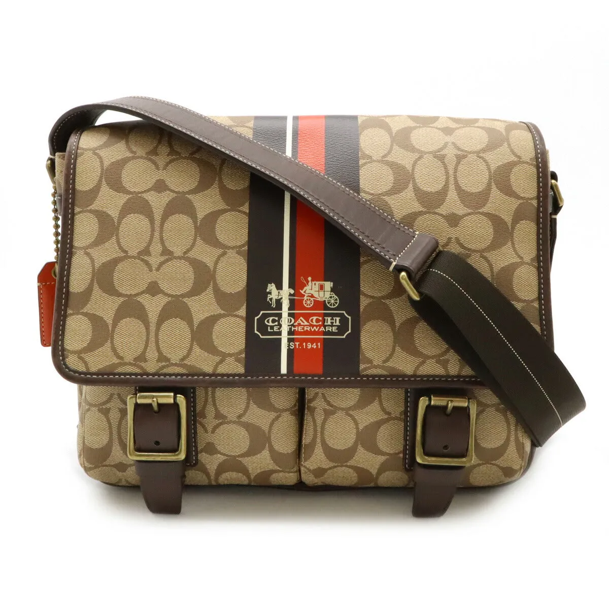 Coach Signature Heritage Stripe Messenger Bag