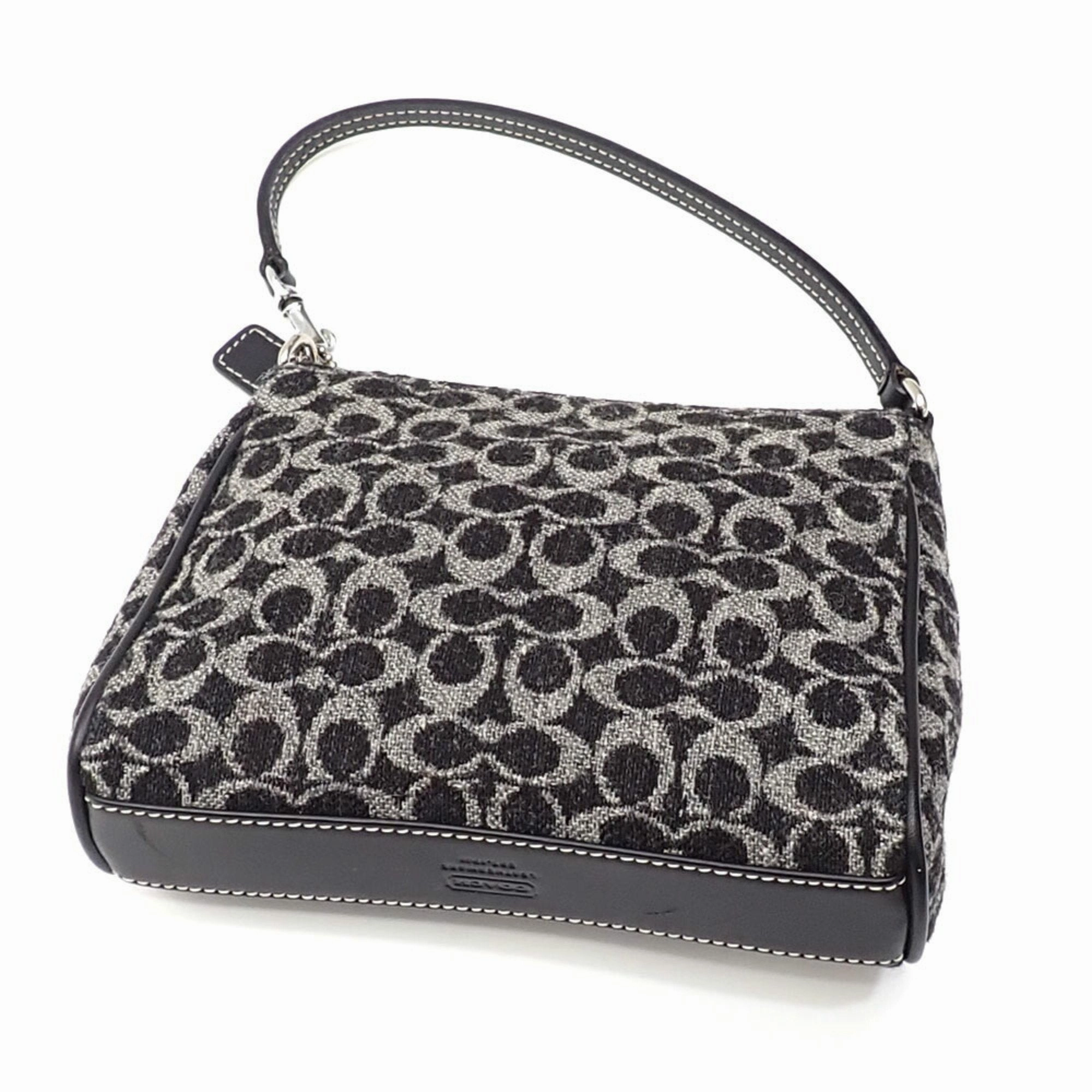 Coach Wool Leather Handbag Pouch (Pre-Owned)