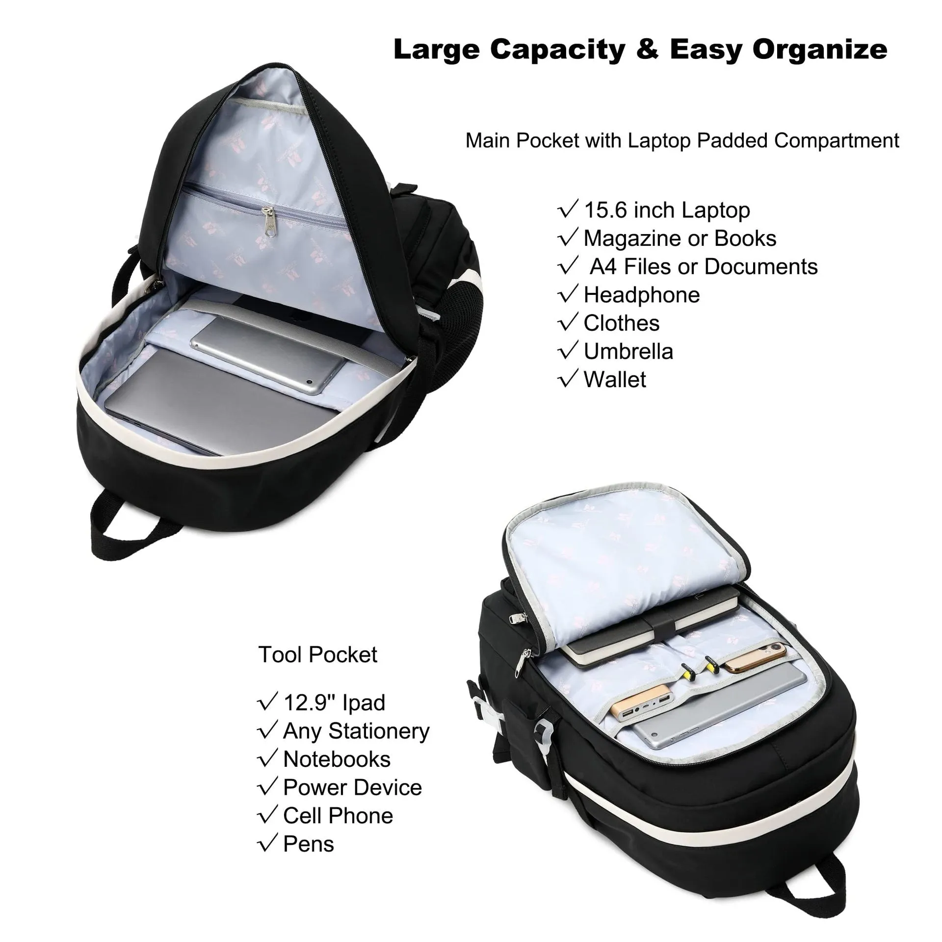 College Middle High Elementary School Backpack for Teen Girls
