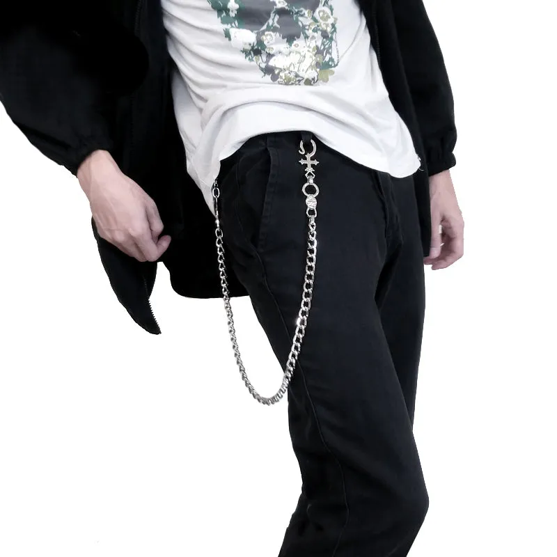 Cool Biker Wallet Chains For Men Silver Long Wallet Chain Mens Cross Pants Chain
