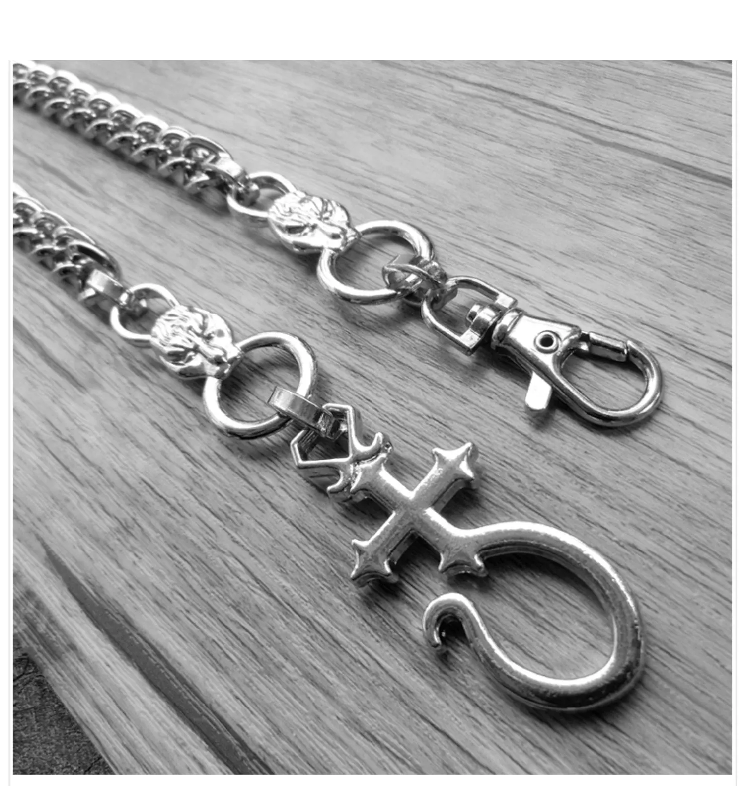 Cool Biker Wallet Chains For Men Silver Long Wallet Chain Mens Cross Pants Chain