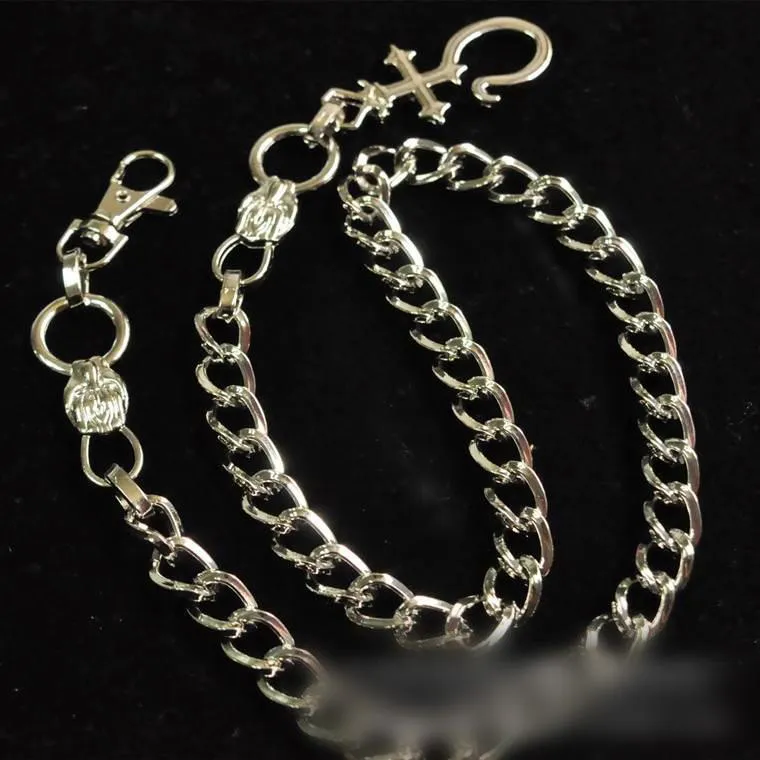 Cool Biker Wallet Chains For Men Silver Long Wallet Chain Mens Cross Pants Chain