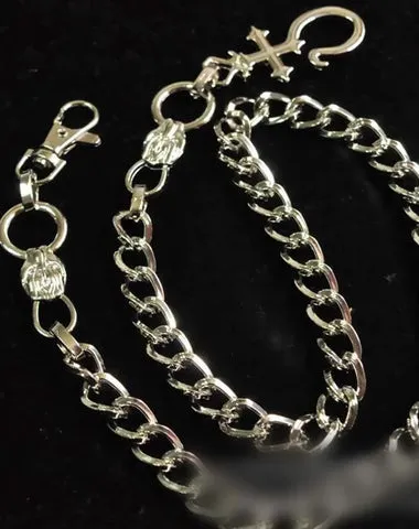 Cool Biker Wallet Chains For Men Silver Long Wallet Chain Mens Cross Pants Chain