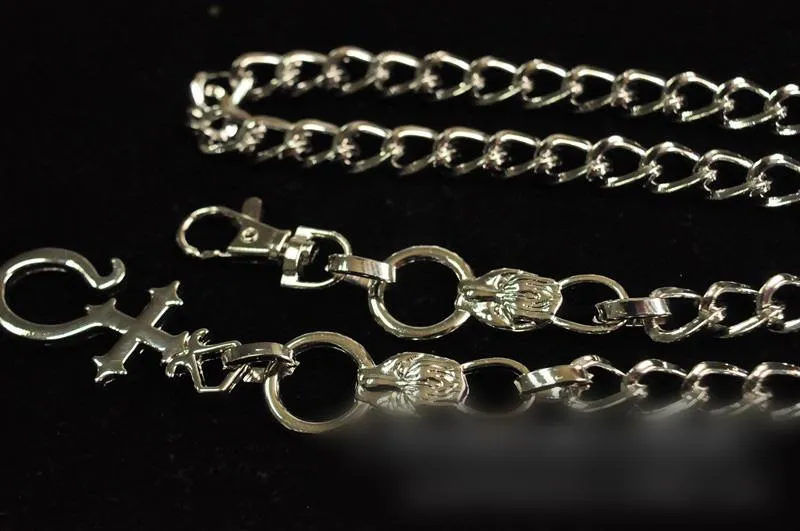 Cool Biker Wallet Chains For Men Silver Long Wallet Chain Mens Cross Pants Chain