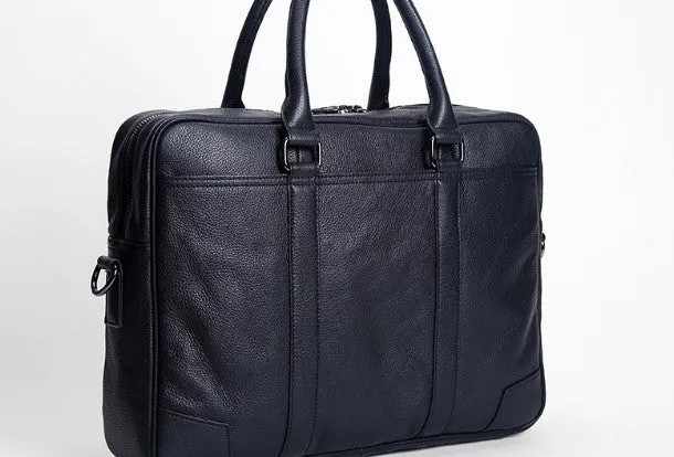 Cool Black leather mens Briefcase laptop Briefcase Work Shoulder Bag for Men