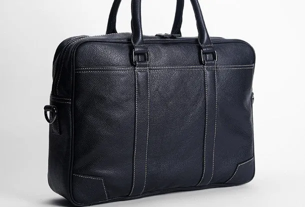 Cool Black leather mens Briefcase laptop Briefcase Work Shoulder Bag for Men