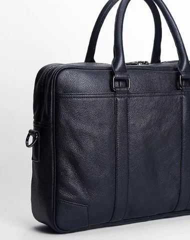 Cool Black leather mens Briefcase laptop Briefcase Work Shoulder Bag for Men
