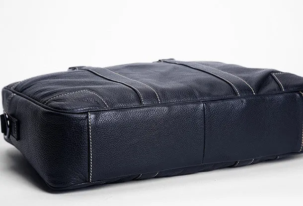 Cool Black leather mens Briefcase laptop Briefcase Work Shoulder Bag for Men