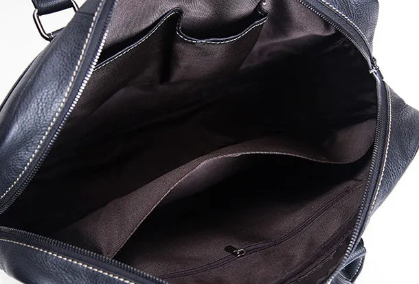 Cool Black leather mens Briefcase laptop Briefcase Work Shoulder Bag for Men