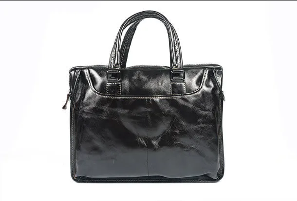 Cool Black Leather mens Briefcases Shoulder Laptop Briefcase Shoulder bag