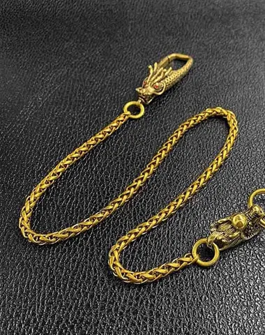 Cool Brass 18" Mens Chinese Dragon Key Chain Pants Chain Wallet Chain Motorcycle Wallet Chain for Men