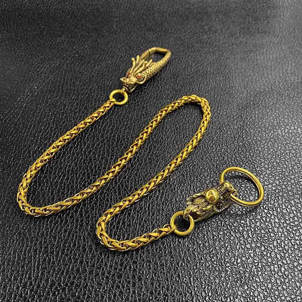 Cool Brass 18" Mens Chinese Dragon Key Chain Pants Chain Wallet Chain Motorcycle Wallet Chain for Men