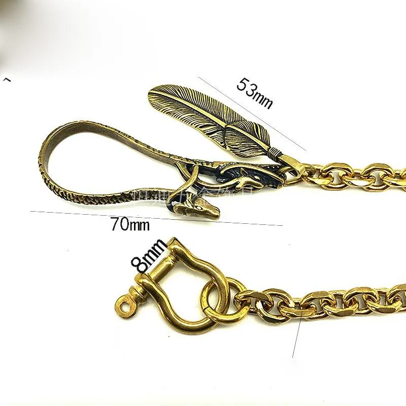 Cool Brass Dragon 40cm Rock Wallet Chain Biker Jean Wallet Chain Trucker Wallet Chain for Men