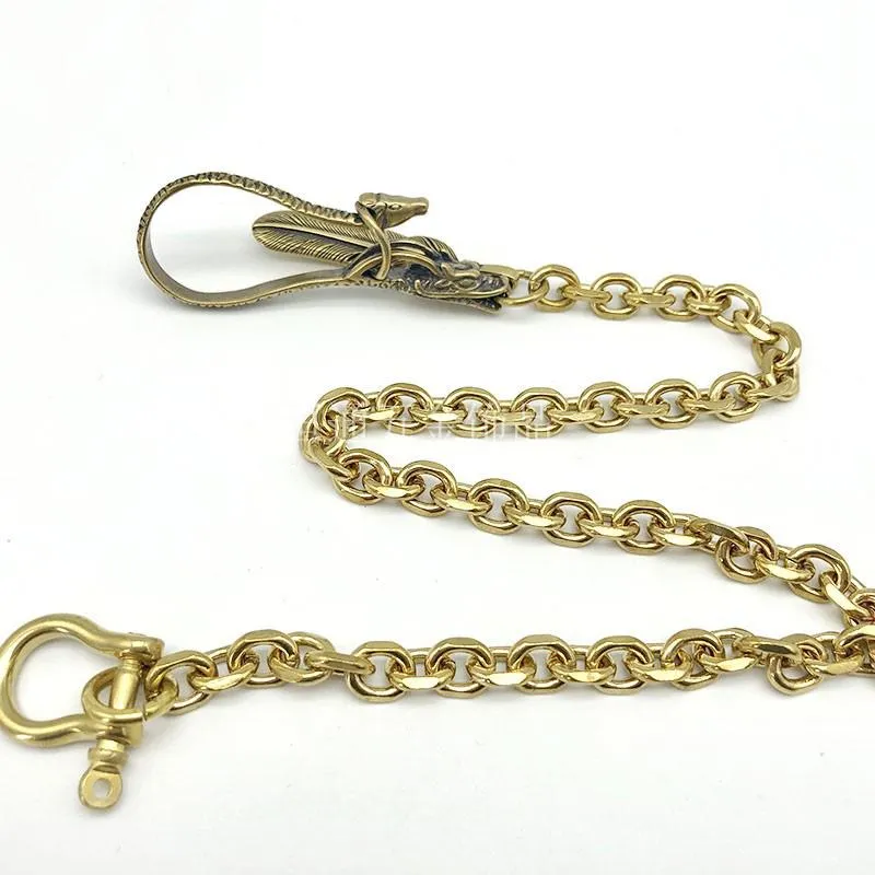 Cool Brass Dragon 40cm Rock Wallet Chain Biker Jean Wallet Chain Trucker Wallet Chain for Men