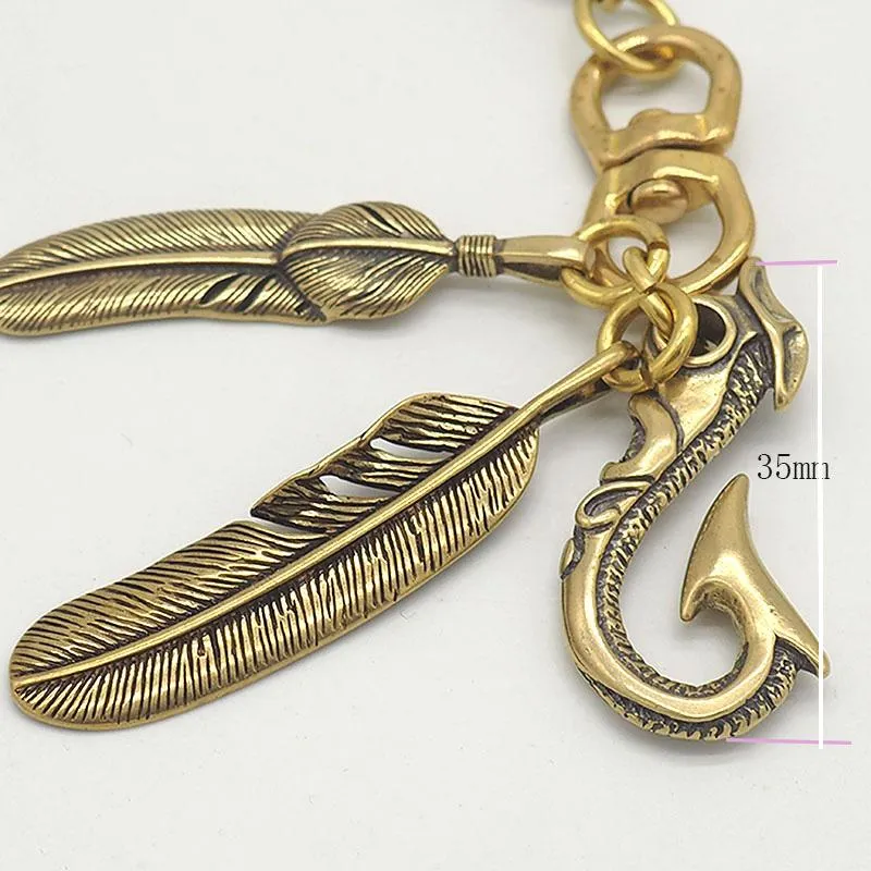 Cool Brass Handmade Skull 19'' Punk Rock Wallet Chain Biker Trucker Wallet Chain Pants Chain for Men