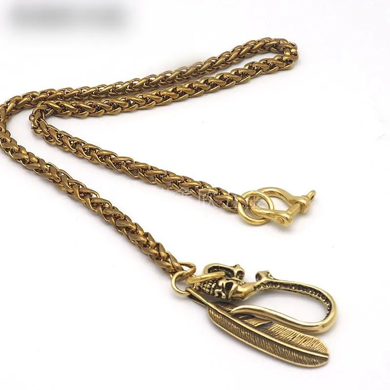 Cool Brass Skull 18'' Biker Wallet Chain Pants Chain Key Chain For Men