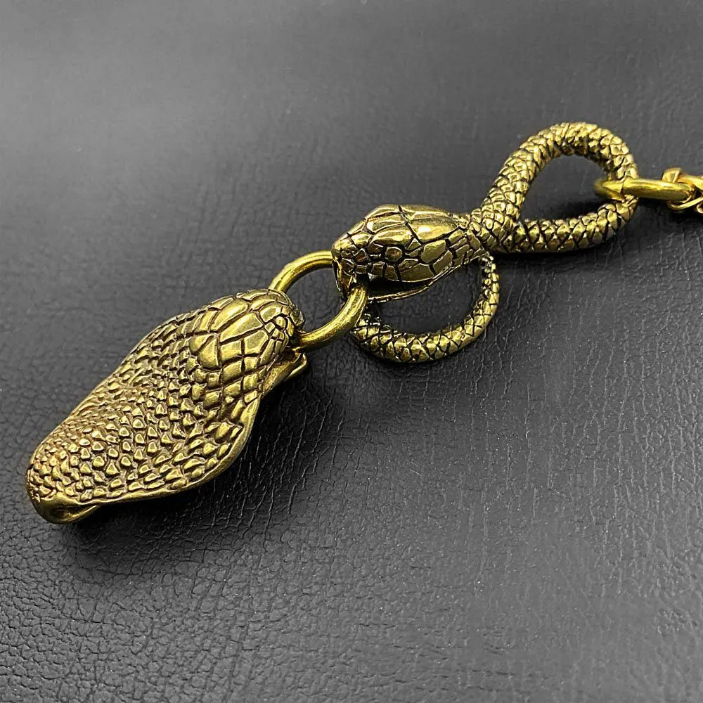 Cool Brass Snake Mens 18'' Pants Chain Wallet Chain Gold Motorcycle Wallet Chain for Men