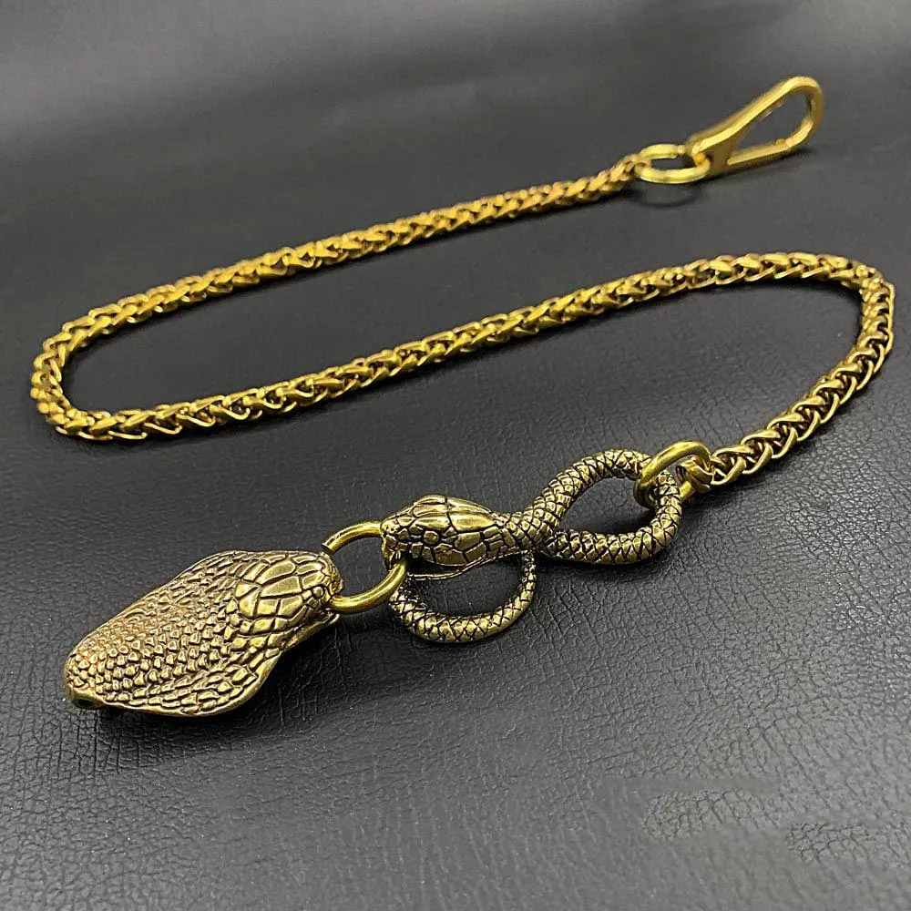 Cool Brass Snake Mens 18'' Pants Chain Wallet Chain Gold Motorcycle Wallet Chain for Men