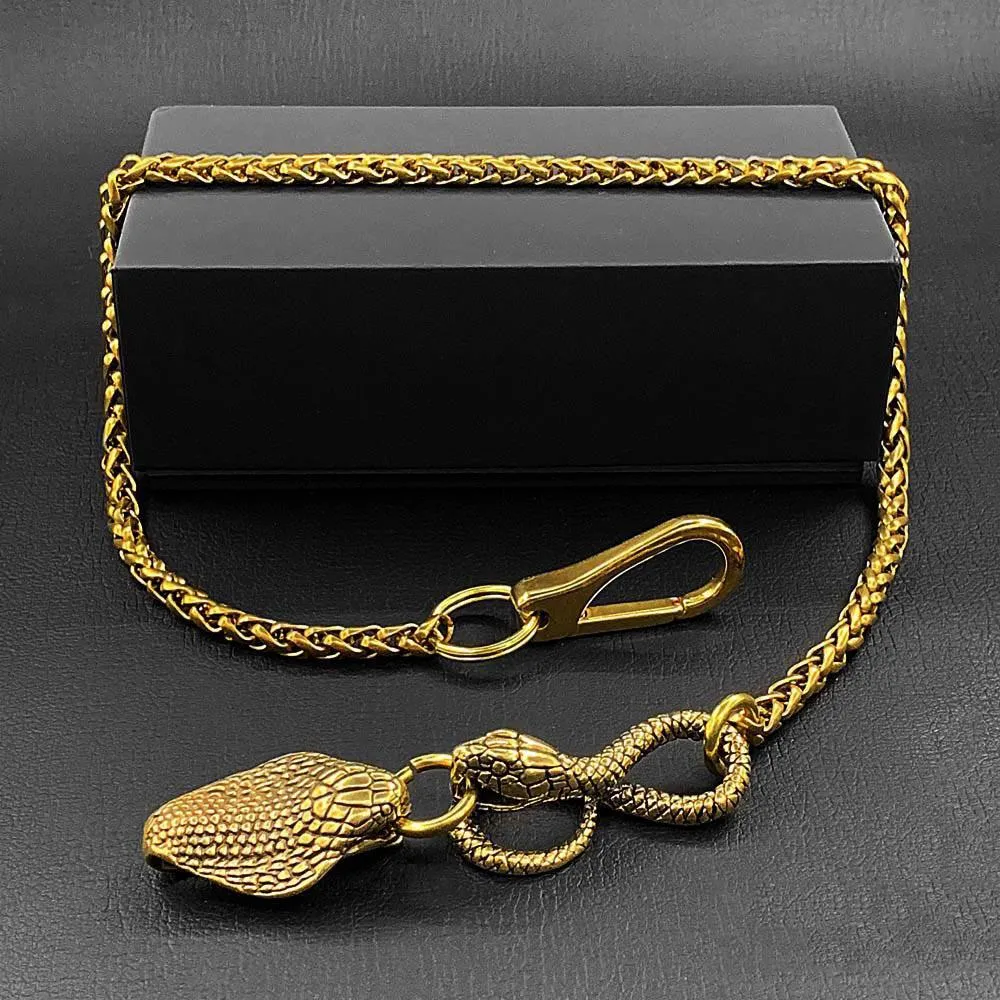 Cool Brass Snake Mens 18'' Pants Chain Wallet Chain Gold Motorcycle Wallet Chain for Men
