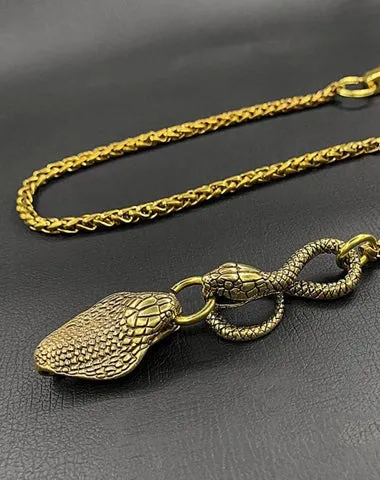 Cool Brass Snake Mens 18'' Pants Chain Wallet Chain Gold Motorcycle Wallet Chain for Men