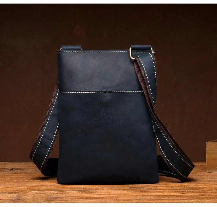 Cool Brown Leather 8 inches Mens Small Vertical Messenger Bags Brown Courier Bag for Men