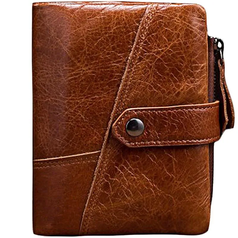 Cool Brown Leather Mens billfold Wallet Bifold SMall Wallet Black Front Pocket Wallet For Men