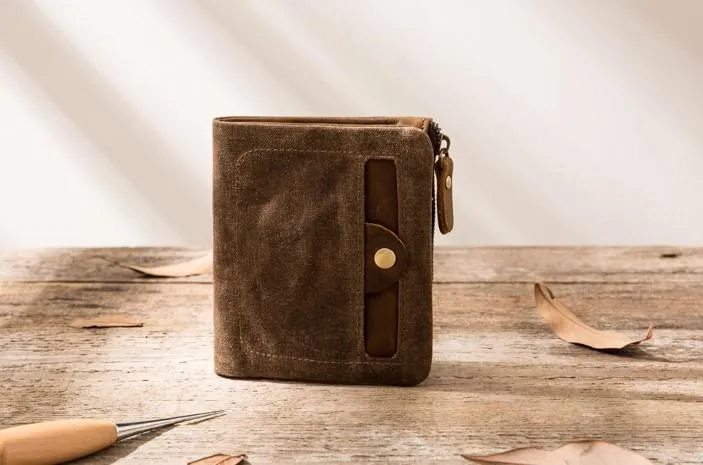 Cool Canvas Mens Small Wallet Bifold Vintage billfold Wallets for Men