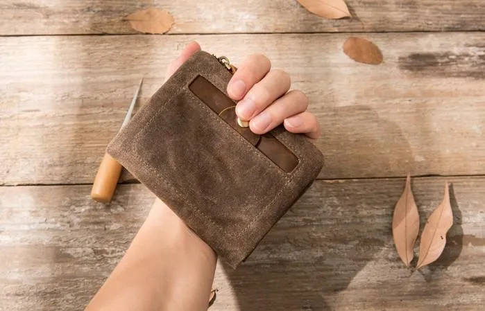 Cool Canvas Mens Small Wallet Bifold Vintage billfold Wallets for Men