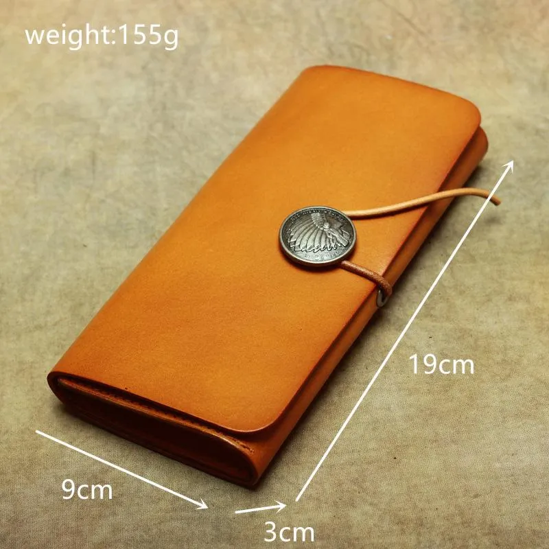 Cool Handmade Leather Men's Envelope Long Wallet Vintage Long Wallet For Men
