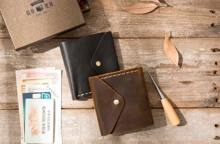 Cool Handmade Leather Mens Small Wallets Bifold Vintage billfold Wallet for Men