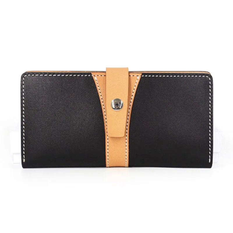 Cool Handmade Mens Leather Bifold Long Wallet Envelope Long Bifold Wallet for Men