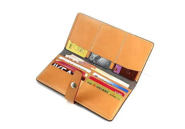 Cool Handmade Mens Leather Bifold Long Wallet Envelope Long Bifold Wallet for Men