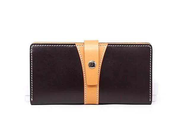 Cool Handmade Mens Leather Bifold Long Wallet Envelope Long Bifold Wallet for Men