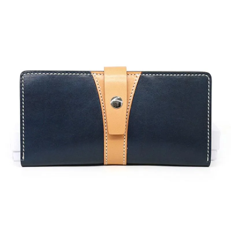 Cool Handmade Mens Leather Bifold Long Wallet Envelope Long Bifold Wallet for Men