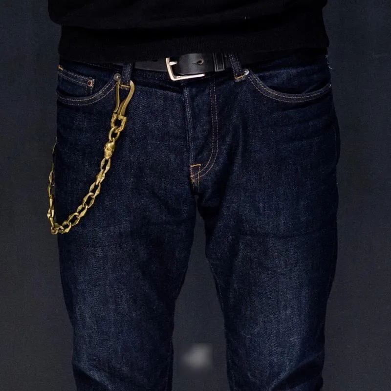 Cool Handmade Men's Pure Brass Skull Chain Pants Chains Biker Wallet Chain For Men