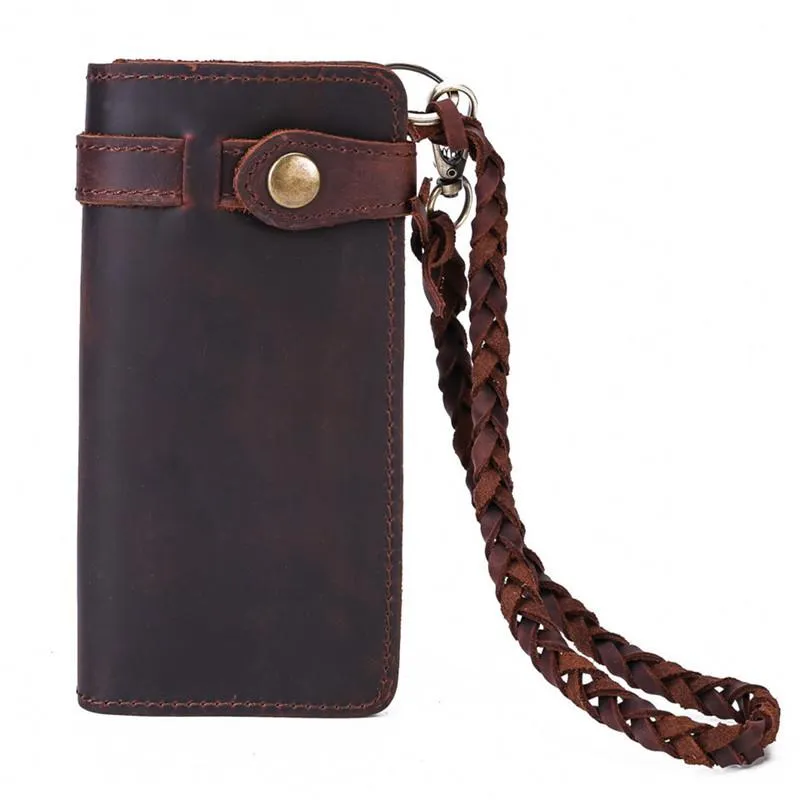 Cool Leather Long Biker Wallet for Men Bifold Biker Chain Wallet Long Chain Wallet For Men