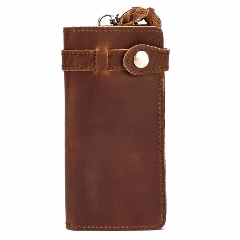 Cool Leather Long Biker Wallet for Men Bifold Biker Chain Wallet Long Chain Wallet For Men
