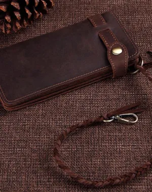 Cool Leather Long Biker Wallet for Men Bifold Biker Chain Wallet Long Chain Wallet For Men