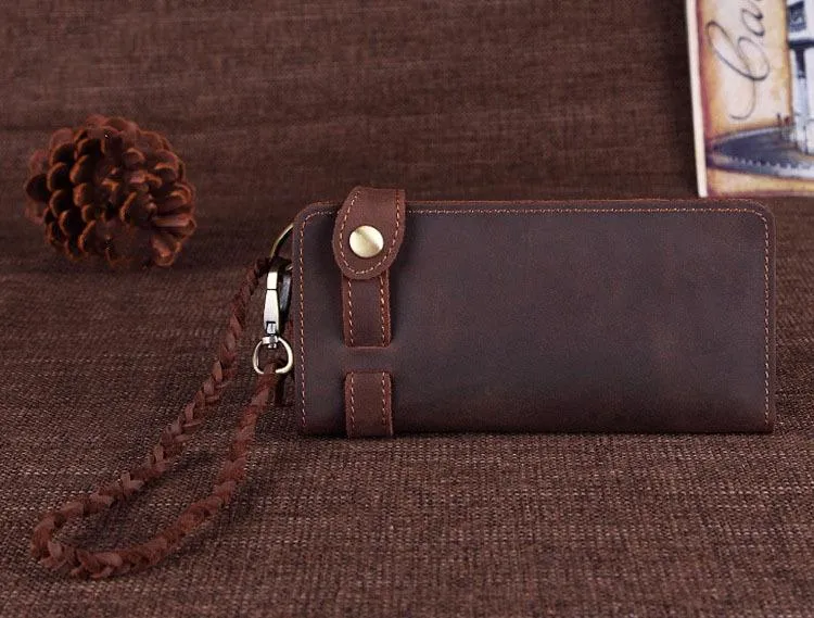 Cool Leather Long Biker Wallet for Men Bifold Biker Chain Wallet Long Chain Wallet For Men