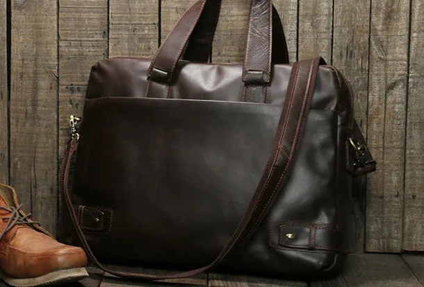 Cool leather mens Briefcase laptop Briefcase Business Bag shoulder bag for men