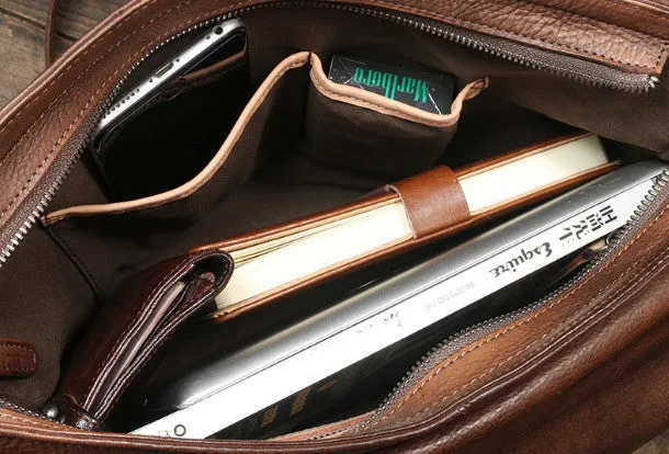 Cool leather mens Briefcase laptop Briefcase work Briefcase Shoulder bag for Men